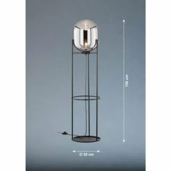 Suspension Verre Fumé-Luminaires Fischer & Honsel Lampadaire Fischer & Honsel Regi Noir, 1 lumière