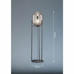 Suspension Verre Fumé-Luminaires Fischer & Honsel Lampadaire Fischer & Honsel Regi Noir, 1 lumière