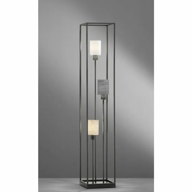 Lampes En Tissu-Luminaires Fischer & Honsel Lampadaire Fischer & Honsel Isko Noir, 3 lumières