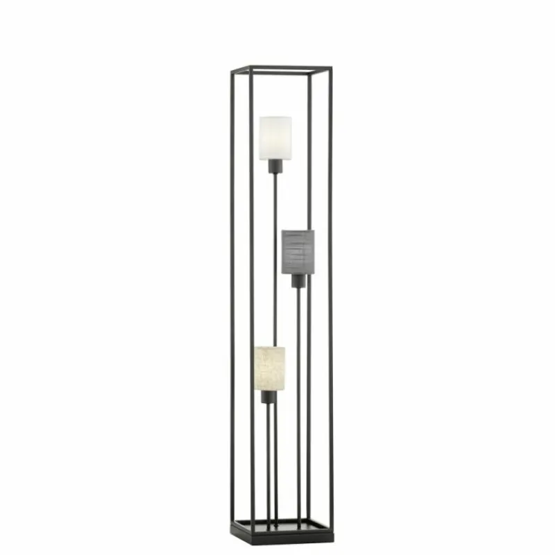 Lampes En Tissu-Luminaires Fischer & Honsel Lampadaire Fischer & Honsel Isko Noir, 3 lumières