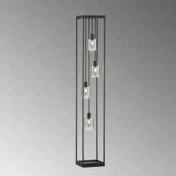 Suspension Verre Fumé-Luminaires Fischer & Honsel Lampadaire Fischer & Honsel Iska Noir, 4 lumières