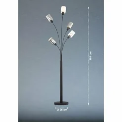 Suspension Verre Fumé-Luminaires Fischer & Honsel Lampadaire Fischer & Honsel Iska Noir, 5 lumières