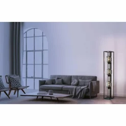 Suspension Verre Fumé-Luminaires Fischer & Honsel Lampadaire Fischer & Honsel Regi Noir, 3 lumières