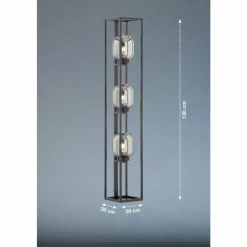Suspension Verre Fumé-Luminaires Fischer & Honsel Lampadaire Fischer & Honsel Regi Noir, 3 lumières