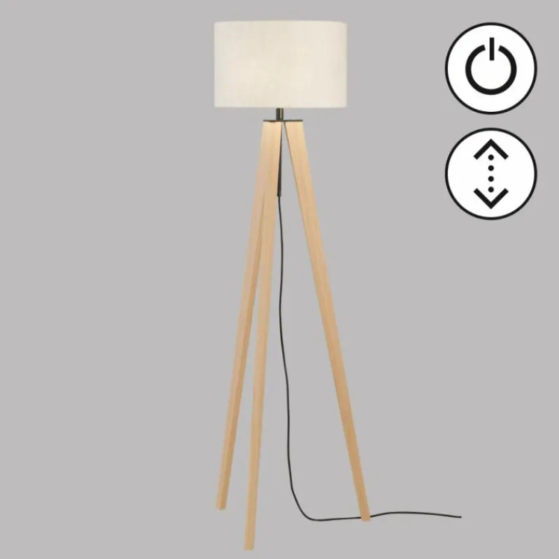 Lampes En Tissu-Luminaires Fischer & Honsel Lampadaire Fischer & Honsel SHINE-WOOD Écru, Noir, 3 lumières
