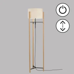 Lampes En Tissu-Luminaires Fischer & Honsel Lampadaire Fischer & Honsel SHINE-WOOD Écru, Noir, 3 lumières