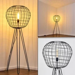 Lampes Vintages & Rétros-hofstein Lampadaire Flambeau Noir, 1 lumière