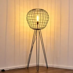 Lampes Vintages & Rétros-hofstein Lampadaire Flambeau Noir, 1 lumière