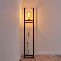 Lampes Vintages & Rétros-hofstein Lampadaire Flambeau Noir, 1 lumière