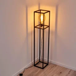 Lampes Vintages & Rétros-hofstein Lampadaire Flambeau Noir, 1 lumière