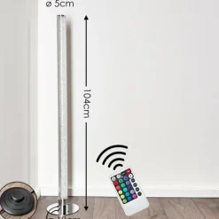 hofstein Lampadaire Flaut LED Chrome, 1 lumière, Télécommandes, Changeur de couleurs