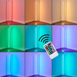 hofstein Lampadaire Flaut LED Chrome, 1 lumière, Télécommandes, Changeur de couleurs