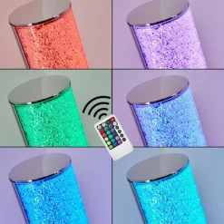 hofstein Lampadaire Flaut LED Chrome, 1 lumière, Télécommandes, Changeur de couleurs