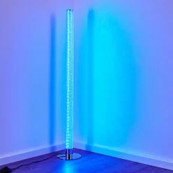 hofstein Lampadaire Flaut LED Chrome, 1 lumière, Télécommandes, Changeur de couleurs