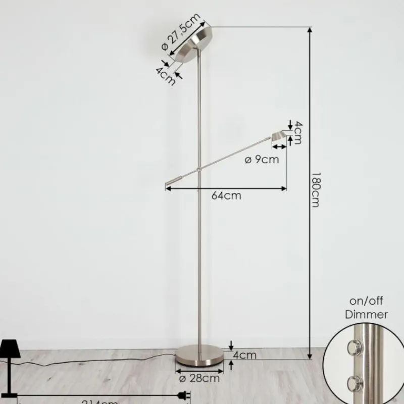 Luminaires Reality Lampadaire Florida LED Nickel mat, 2 lumières* Éclairage Led
