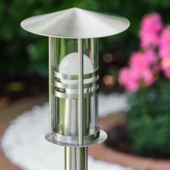 hofstein Lampadaire Fukuoka Acier inoxydable, Transparent, 1 lumière