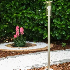 hofstein Lampadaire Fukuoka Acier inoxydable, Transparent, 1 lumière