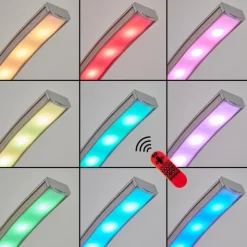 hofstein Lampadaire Gamsen LED Nickel mat, 3 lumières, Télécommandes, Changeur de couleurs