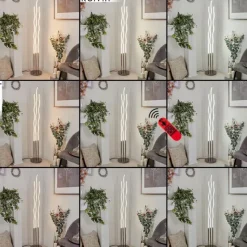 hofstein Lampadaire Gamsen LED Nickel mat, 3 lumières, Télécommandes, Changeur de couleurs