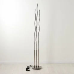 hofstein Lampadaire Gamsen LED Nickel mat, 3 lumières, Télécommandes, Changeur de couleurs