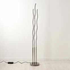 hofstein Lampadaire Gamsen LED Nickel mat, 3 lumières, Télécommandes, Changeur de couleurs