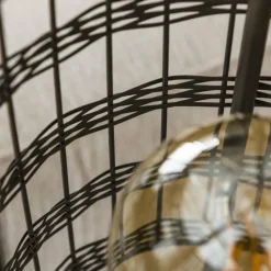 hofstein Lampadaire Gastona Nickel mat, Noir, 2 lumières