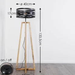 Lampes Vintages & Rétros-hofstein Lampadaire Gauley Brun, Noir, 1 lumière