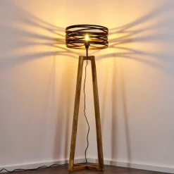 Lampes Vintages & Rétros-hofstein Lampadaire Gauley Brun, Noir, 1 lumière