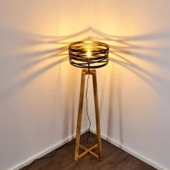 Lampes Vintages & Rétros-hofstein Lampadaire Gauley Brun, Noir, 1 lumière