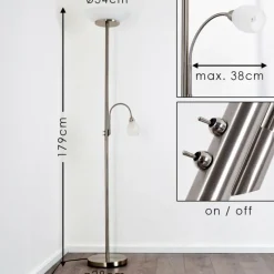 hofstein Lampadaire Gismaro Nickel mat, 3 lumières