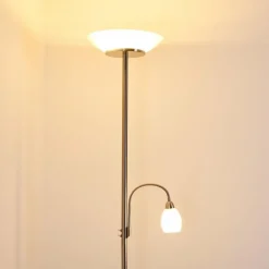 hofstein Lampadaire Gismaro Nickel mat, 3 lumières