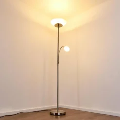 hofstein Lampadaire Gismaro Nickel mat, 3 lumières