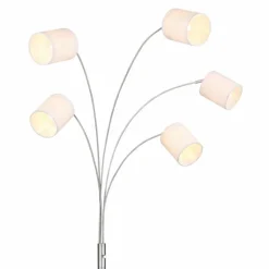 Lampes En Tissu-Luminaires Globo Lighting Lampadaire Globo AVA Nickel mat, 5 lumières