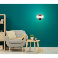 Suspension Verre Fumé-Luminaires Globo Lighting Lampadaire Globo BLACKY Laiton, 1 lumière