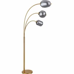 Suspension Verre Fumé-Luminaires Globo Lighting Lampadaire Globo BLACKY Laiton, 3 lumières