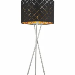 Lampes En Tissu-Luminaires Globo Lighting Lampadaire Globo CLARKE Nickel mat, 1 lumière