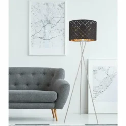 Lampes En Tissu-Luminaires Globo Lighting Lampadaire Globo CLARKE Nickel mat, 1 lumière