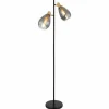 Suspension Verre Fumé-Luminaires Globo Lighting Lampadaire Globo FANNI Noir, 2 lumières
