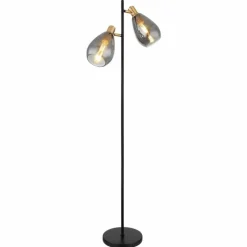 Suspension Verre Fumé-Luminaires Globo Lighting Lampadaire Globo FANNI Noir, 2 lumières