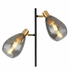 Suspension Verre Fumé-Luminaires Globo Lighting Lampadaire Globo FANNI Noir, 2 lumières