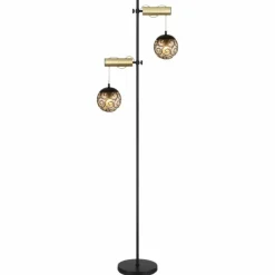 Suspension Verre Fumé-Luminaires Globo Lighting Lampadaire Globo FITZ Noir, 2 lumières