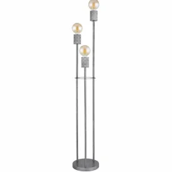 Luminaires Globo Lighting Lampadaire Globo FREDDY Argent Oxydé, 3 lumières* Lampadaires Et Lampes Sur Pied