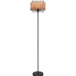 Style Boho-Chic-Luminaires Globo Lighting Lampadaire Globo GINA Bois foncé, Noir, 1 lumière