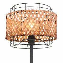 Style Boho-Chic-Luminaires Globo Lighting Lampadaire Globo GINA Bois foncé, Noir, 1 lumière