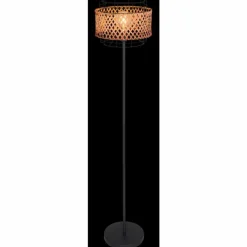 Style Boho-Chic-Luminaires Globo Lighting Lampadaire Globo GINA Bois foncé, Noir, 1 lumière