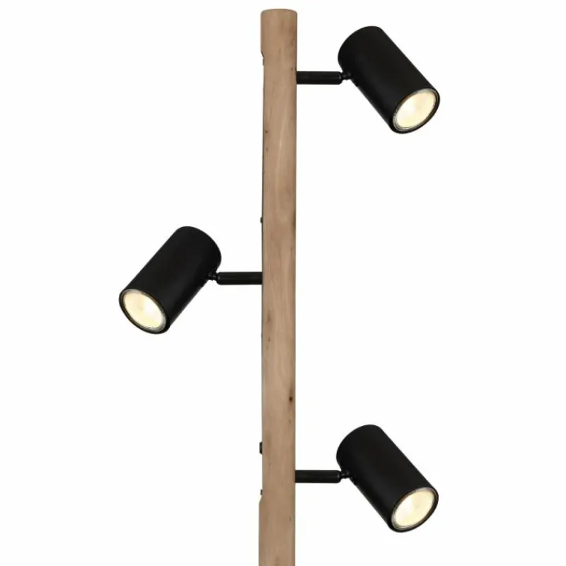 Lampes En Bois-Luminaires Globo Lighting Lampadaire Globo HERTI Brun, Noir, 3 lumières