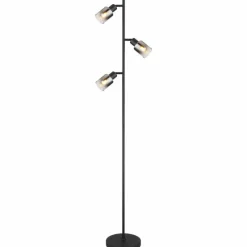Suspension Verre Fumé-Luminaires Globo Lighting Lampadaire Globo HUBERTUS Noir, 3 lumières
