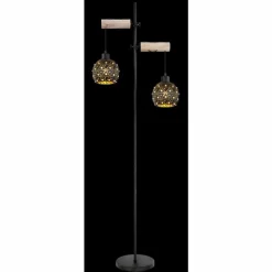 Lampes Dorées-Luminaires Globo Lighting Lampadaire Globo JODIE Bois clair, Noir, 2 lumières