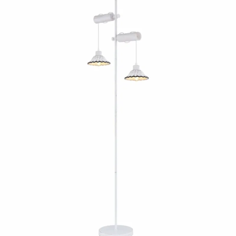 Luminaires Scandinaves-Luminaires Globo Lighting Lampadaire Globo JOWITA Blanc, 2 lumières
