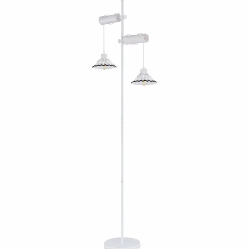 Luminaires Scandinaves-Luminaires Globo Lighting Lampadaire Globo JOWITA Blanc, 2 lumières